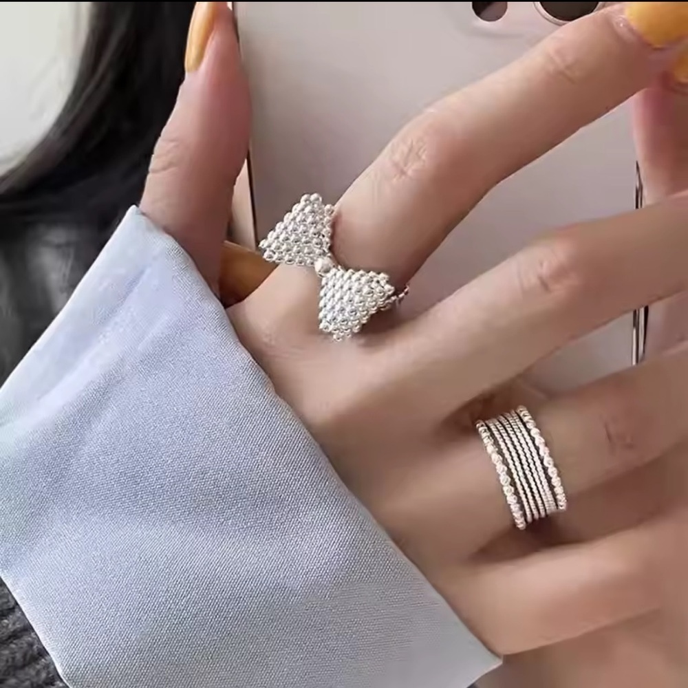 Elegant Silver Bow Ring. Unique Christmas Bow Ring 🎀 Cute Trendy Ring 💍 A3-106
